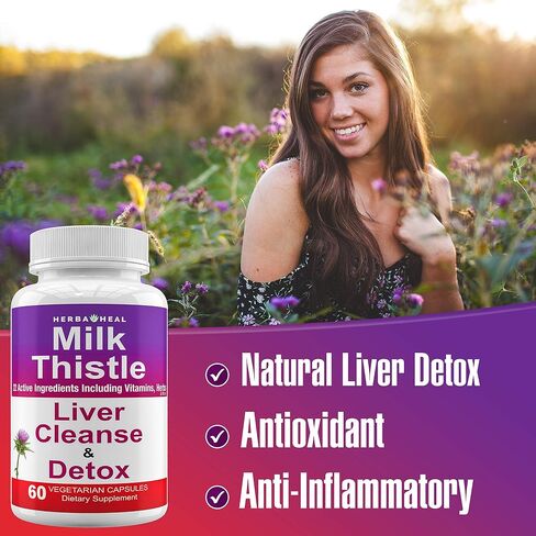 Liver Cleanse Detox & Repair Silymarin Milk Thistle Extract 1000mg High Potency Liver Focus Supplement for Weight Loss with 22 Ingredients - Natural Detoxifier & Regenerator Liver Support & Rescue in Saudi Arabia