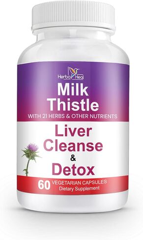 Liver Cleanse Detox & Repair Silymarin Milk Thistle Extract 1000mg High Potency Liver Focus Supplement for Weight Loss with 22 Ingredients - Natural Detoxifier & Regenerator Liver Support & Rescue in Saudi Arabia