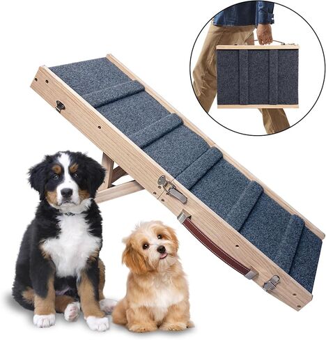 PMIXO Foldable Pet Ramps for Medium and Small Dogs - Bed & Car Dog Stairs with Easy-Clean Paw-Friendly Surface in Kuwait