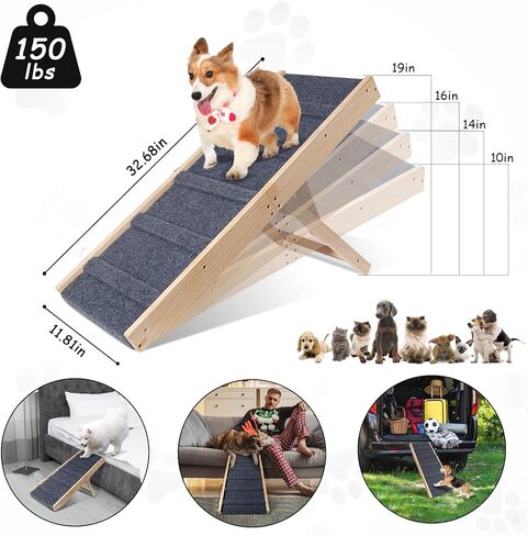 PMIXO Foldable Pet Ramps for Medium and Small Dogs - Bed & Car Dog Stairs with Easy-Clean Paw-Friendly Surface in Kuwait