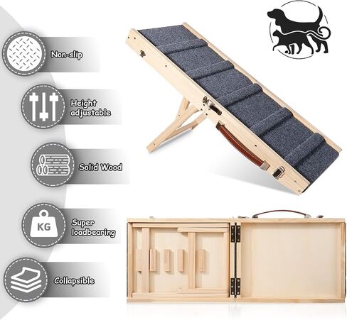 PMIXO Foldable Pet Ramps for Medium and Small Dogs - Bed & Car Dog Stairs with Easy-Clean Paw-Friendly Surface in Kuwait