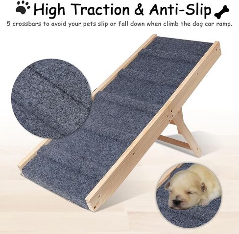 PMIXO Foldable Pet Ramps for Medium and Small Dogs - Bed & Car Dog Stairs with Easy-Clean Paw-Friendly Surface in Kuwait