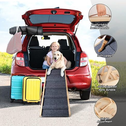 PMIXO Foldable Pet Ramps for Medium and Small Dogs - Bed & Car Dog Stairs with Easy-Clean Paw-Friendly Surface in Kuwait