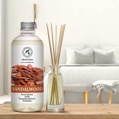 Reed Diffuser Refill Sandalwood 17 Fl Oz (500ml) - Room Diffuser - Home Fragrance - Scented Diffusers for Aromatherapy - Air freshener - Fresh/Intensive Fragrance in Saudi Arabia