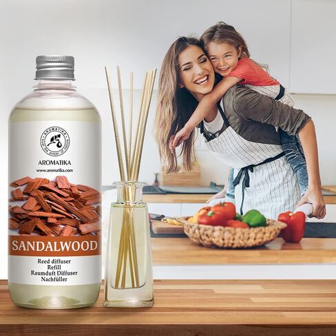 Reed Diffuser Refill Sandalwood 17 Fl Oz (500ml) - Room Diffuser - Home Fragrance - Scented Diffusers for Aromatherapy - Air freshener - Fresh/Intensive Fragrance in Saudi Arabia
