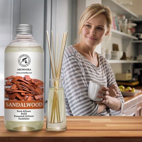 Reed Diffuser Refill Sandalwood 17 Fl Oz (500ml) - Room Diffuser - Home Fragrance - Scented Diffusers for Aromatherapy - Air freshener - Fresh/Intensive Fragrance in Saudi Arabia