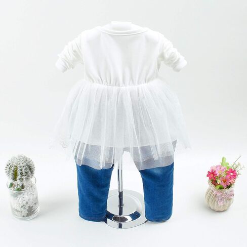 Peacolate 6M-4Y Baby Little Girls 3pcs Outfits Leather Hoodie Jacket Lace T-Shirt Denim Jeans in Kuwait