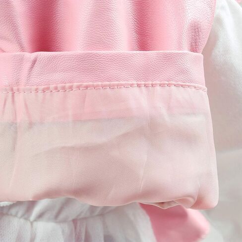 Peacolate 6M-4Y Baby Little Girls 3pcs Outfits Leather Hoodie Jacket Lace T-Shirt Denim Jeans in Kuwait