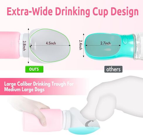 Timiuu Dog Water Bottle, Collapsible, Lightweigh, Leak Proof Portable Travel Dogs Water Dispenser, Perfect Puppy Drinking Bowl for Outdoor Walking and Hiking, Pet Accessories, Silicone, 19oz, Gray in Kuwait