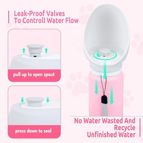 Timiuu Dog Water Bottle, Collapsible, Lightweigh, Leak Proof Portable Travel Dogs Water Dispenser, Perfect Puppy Drinking Bowl for Outdoor Walking and Hiking, Pet Accessories, Silicone, 19oz, Gray in Kuwait