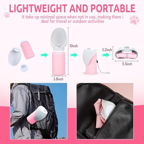 Timiuu Dog Water Bottle, Collapsible, Lightweigh, Leak Proof Portable Travel Dogs Water Dispenser, Perfect Puppy Drinking Bowl for Outdoor Walking and Hiking, Pet Accessories, Silicone, 19oz, Gray in Kuwait