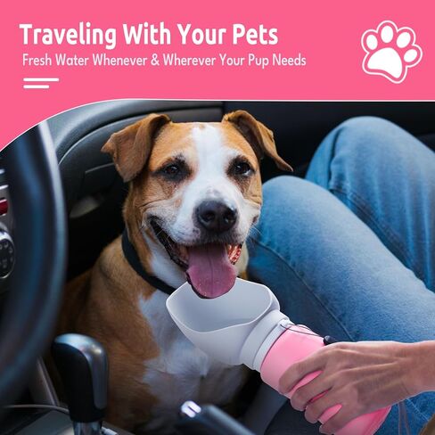 Timiuu Dog Water Bottle, Collapsible, Lightweigh, Leak Proof Portable Travel Dogs Water Dispenser, Perfect Puppy Drinking Bowl for Outdoor Walking and Hiking, Pet Accessories, Silicone, 19oz, Gray in Kuwait