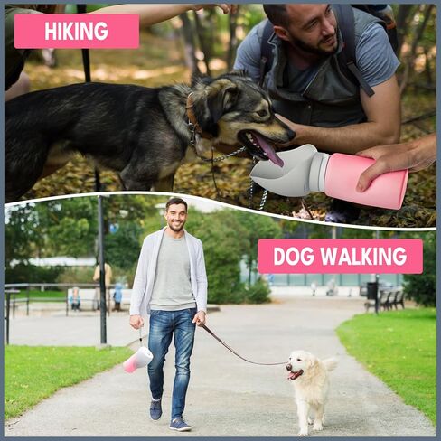 Timiuu Dog Water Bottle, Collapsible, Lightweigh, Leak Proof Portable Travel Dogs Water Dispenser, Perfect Puppy Drinking Bowl for Outdoor Walking and Hiking, Pet Accessories, Silicone, 19oz, Gray in Kuwait