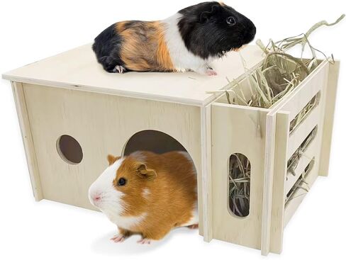 مخبأ خشبي للخنزير الغيني من اسيست مع وحدة تغذية القش، مخبأ للهامستر والشينشيلا للارانب والهامستر in Kuwait