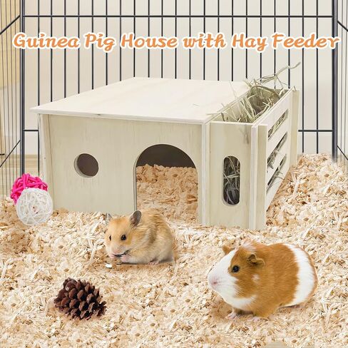 مخبأ خشبي للخنزير الغيني من اسيست مع وحدة تغذية القش، مخبأ للهامستر والشينشيلا للارانب والهامستر in Kuwait