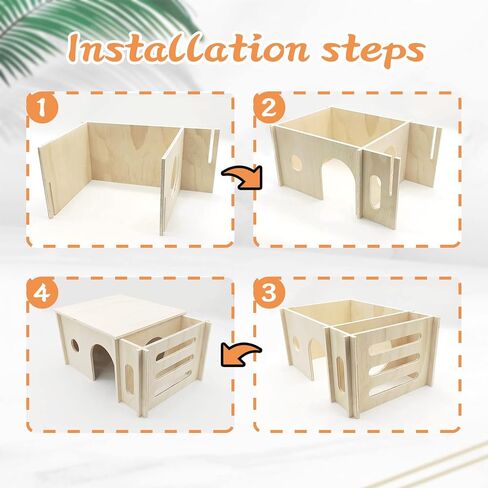 مخبأ خشبي للخنزير الغيني من اسيست مع وحدة تغذية القش، مخبأ للهامستر والشينشيلا للارانب والهامستر in Kuwait