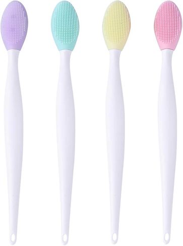 بو بيت بوب فرشاة اسنان للكلاب، مجموعة فرش اسنان لطيفة من السيليكون الناعم بوجهين مع مقبض طويل منحني للعناية باسنان الكلاب (4 قطع بالوان عشوائية) in Kuwait