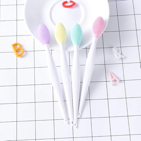 بو بيت بوب فرشاة اسنان للكلاب، مجموعة فرش اسنان لطيفة من السيليكون الناعم بوجهين مع مقبض طويل منحني للعناية باسنان الكلاب (4 قطع بالوان عشوائية) in Kuwait