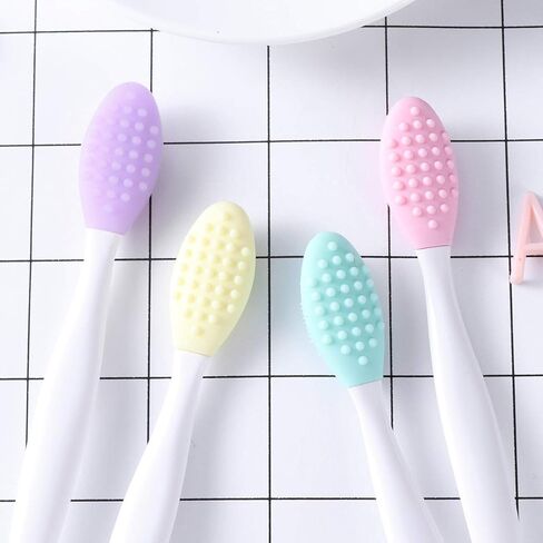 بو بيت بوب فرشاة اسنان للكلاب، مجموعة فرش اسنان لطيفة من السيليكون الناعم بوجهين مع مقبض طويل منحني للعناية باسنان الكلاب (4 قطع بالوان عشوائية) in Kuwait