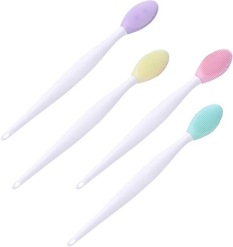 بو بيت بوب فرشاة اسنان للكلاب، مجموعة فرش اسنان لطيفة من السيليكون الناعم بوجهين مع مقبض طويل منحني للعناية باسنان الكلاب (4 قطع بالوان عشوائية) in Kuwait