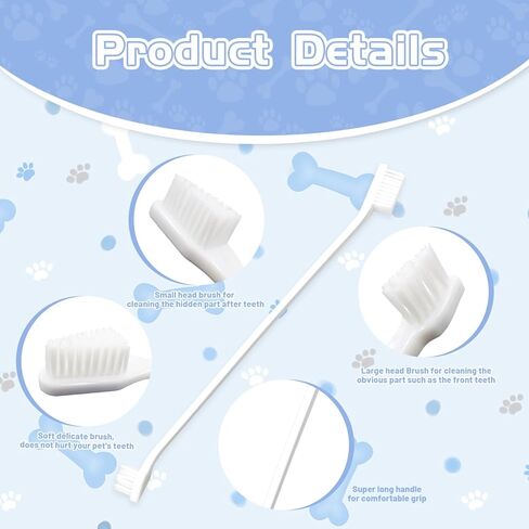 Bawuie 100 قطعة فرشاة أسنان للكلاب برأسين، مجموعة فرشاة أسنان بمقبض طويل للحيوانات الأليفة، شعيرات ناعمة، فرش أسنان للحيوانات الأليفة للكلاب الصغيرة والكبيرة، القطط، تنظيف أسنان الجراء، العناية بالفم والأسنان (أبيض) in Kuwait