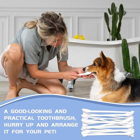 Bawuie 100 قطعة فرشاة أسنان للكلاب برأسين، مجموعة فرشاة أسنان بمقبض طويل للحيوانات الأليفة، شعيرات ناعمة، فرش أسنان للحيوانات الأليفة للكلاب الصغيرة والكبيرة، القطط، تنظيف أسنان الجراء، العناية بالفم والأسنان (أبيض) in Kuwait