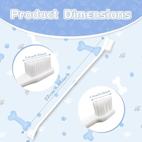 Bawuie 100 قطعة فرشاة أسنان للكلاب برأسين، مجموعة فرشاة أسنان بمقبض طويل للحيوانات الأليفة، شعيرات ناعمة، فرش أسنان للحيوانات الأليفة للكلاب الصغيرة والكبيرة، القطط، تنظيف أسنان الجراء، العناية بالفم والأسنان (أبيض) in Kuwait