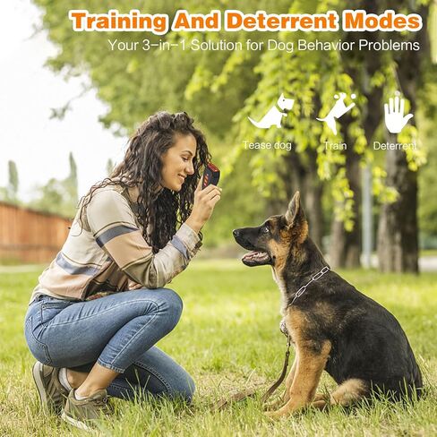 Voraiya® Dog Bark Deterrent Devices, Ultrasonic Anti Bark Device for Dogs, Best Rechargeable 3 in 1 Dog Training & Behavior Aids, Safe for Human & Dogs, Portable Dog Whistle Safe for Indoor Outdoor in Kuwait