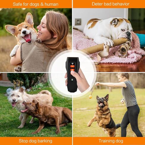 Voraiya® Dog Bark Deterrent Devices, Ultrasonic Anti Bark Device for Dogs, Best Rechargeable 3 in 1 Dog Training & Behavior Aids, Safe for Human & Dogs, Portable Dog Whistle Safe for Indoor Outdoor in Kuwait