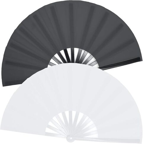 OMyTea Large Rave Clack Folding Hand Fans for Men/Women - Chinese Japanese Kung Fu Tai Chi Handheld Fans - for EDM, Music Festival, Club, Event, Party, Dance, Performance, Decoration (Pink, 2 Packs) in Kuwait