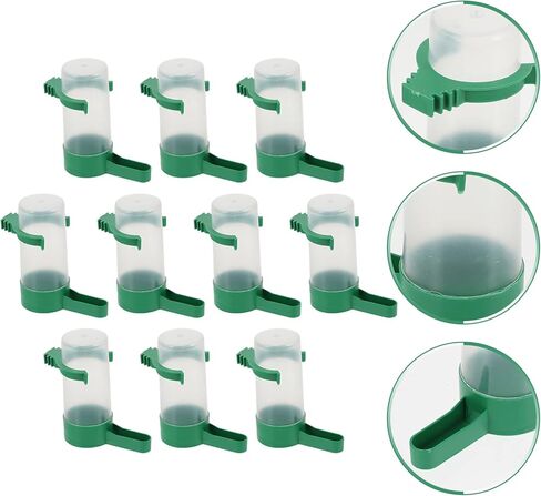 Alipis Bird Waterer الطيور موزع المياه شنقا الطيور قفص كوب التلقائي الطيور المياه المغذية الببغاء وعاء الطعام للببغاء الكناري العصافير الببغاء، 10 قطع الطيور المياه المغذية in Kuwait