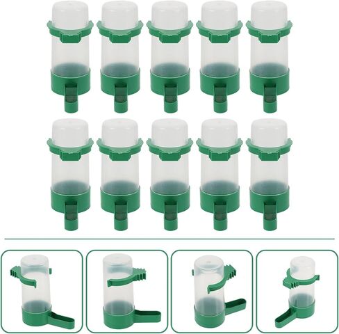 Alipis Bird Waterer الطيور موزع المياه شنقا الطيور قفص كوب التلقائي الطيور المياه المغذية الببغاء وعاء الطعام للببغاء الكناري العصافير الببغاء، 10 قطع الطيور المياه المغذية in Kuwait