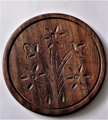 Small Decorated Brass Charcoal Screen Incense Burner with Wooden Coaster (Black) in Saudi Arabia
