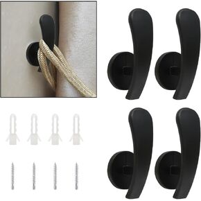 Rierdge 4 Pack White Curtain Tieback Hooks, Curtain Holdback Hooks for Wall Mounted, Decorative Hooks Drapery Tiebacks with Screws (4 Pack White)