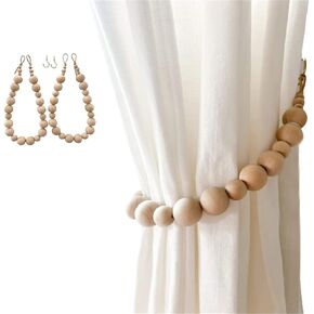 أربطة ستائر من الخرز الخشبي، حوامل ستائر مع خطافات، تستخدم لستائر النوافذ الرقيقة أو السميكة، حوامل ستائر، ظهر ربطات خرز خشبية للمكتب المنزلي وإكسسوارات تزيين المزرعة in Kuwait