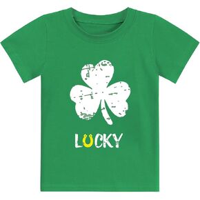St Patricks Day Shirts Toddler Boys Girls Lucky Clover Digger T-Shirts Kids Shamrock Tees Green Tops 2-7 Years in Saudi Arabia