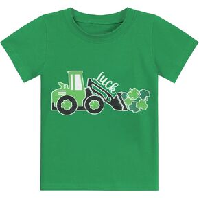 St Patricks Day Shirts Toddler Boys Girls Lucky Clover Digger T-Shirts Kids Shamrock Tees Green Tops 2-7 Years