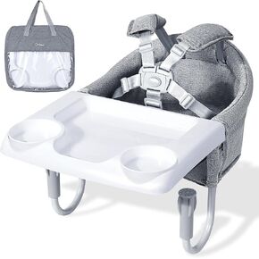 Orzbow Hook On High Chair, Portable Table Highchair Seat for Babies & Toddlers 6-36 Months, Collapsible Clip On Counter High Chair with Carry Bag for Travel, Home and Restaurant, Easy Clean, Gray | ﻿ Portable Table Highchair Seat , Collapsible Clip On Cou in Kuwait