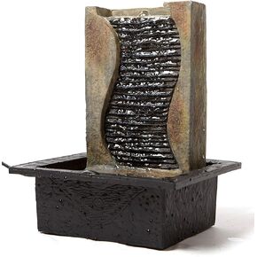 سينهيجو نافورة مياه داخلية لسطح الطاولة من زين بتصميم شلال فينغ شوي لتزيين المنزل وكقطعة مركزية للطاولة وهدايا الاسترخاء مع مصابيح LED مقاس 27 سم in Kuwait