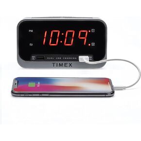 Timex Bedside Alarm Clock with Dual USB Charging, Dual Alarm, Nightlight, Snooze bar, and Battery Backup (T1300) in Saudi Arabia