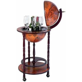 eHomeProducts Sixteenth-Century Italian Replica 13" Diameter Old World Map Globe Wine Bar, Brown in Kuwait