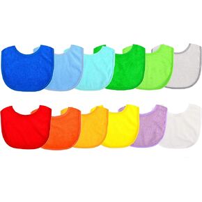 Youngever 12 Baby Bibs, Stay Dry Soft Waterproof Baby Terry Bibs for 3 To 12 Months