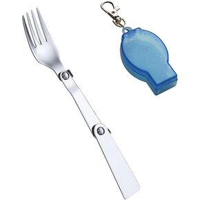 Folding Camping Spork with Case Portable Spork Keychain Foldable Travel Backpacking Spork Long Handle Camp Sporks with Storage Box Reusable Pocket Sporks Stainless Steel Collapsible Spork Utensil