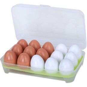 بيض خشبي مزيف، بيجينيوا 15 قطعة بلونين بيض خشب عيد الفصح للحرف اليدوية ديكور المنزل لعيد الفصح in Kuwait