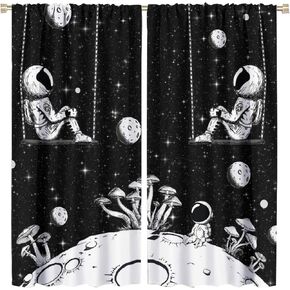 Funny Dinosaur Blackout Curtains for Kids Bedroom,Cartoon Cool Astronaut Riding Dinosaur,Purple Galaxy Outer Space Planets Universe Window Drapes for Cute Hippy Boys Girls Room Decor 42x45 Inch in Kuwait