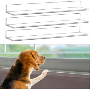 Wenqik 3 Pcs Total Length 33.5'' x 2.24'' Width Clear Pet Window Sill Protector from Dog Cat Scratching Strong Transparent Protection Against Dog Claw Chewing Slobbering Window Sill Cover Guard
