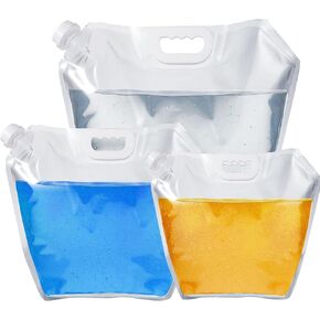 12 Pcs Collapsible Water Container Bag Emergency Clear Plastic Storage Jug Freezable Foldable Collapsible Water Bottle Water Storage Tank No Leak Water Pouch for Camping Hiking Backpack, 2.5L, 5L, 10L in Kuwait