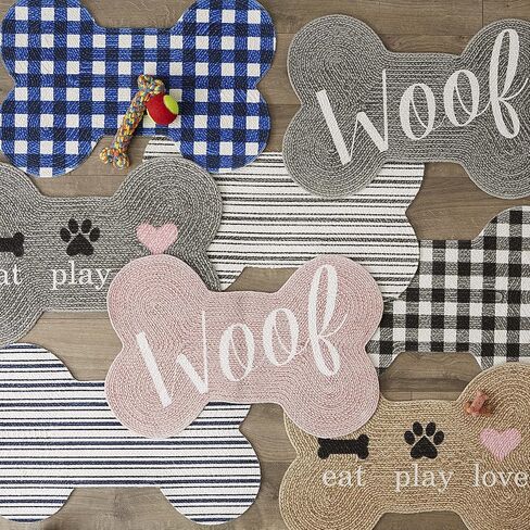 Bone Dry DII Braided Pet Mat Collection 100% Cotton, Bone Shape, Black/White Buffalo Check in Saudi Arabia