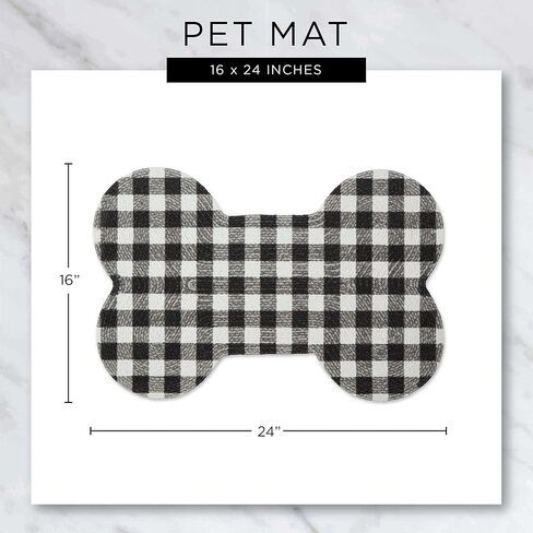 Bone Dry DII Braided Pet Mat Collection 100% Cotton, Bone Shape, Black/White Buffalo Check in Saudi Arabia