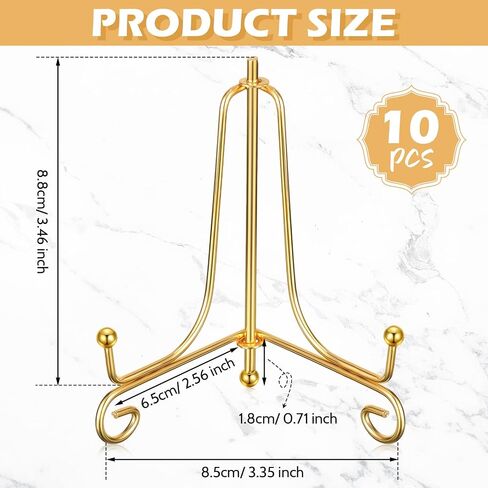 10 Pack 4 Inch Iron Plate Stands for Display, Plate Holder Display Stand, Gold Easel Stands for Photo, Picture Frame, Decorative Plate, Dish, Book and Tabletop Art (Gold, 4 Inch) in Saudi Arabia